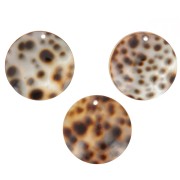 Pendente rotondo in conchiglia leopardata da 25 mm - Marrone - Nero x1