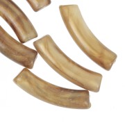 Bronzo - Perline tubolari curve 32x8 mm in acrilico traslucido - Marmo bronzo perlato x6 Perline tubolari curve 32x8 mm in acrilico traslucido - Marmo bronzo perlato x6