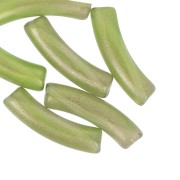 Verde scuro - Perline tubolari curve 32x8 mm in acrilico trasparente - Glitter verde scuro x6 Perline tubolari curve 32x8 mm in acrilico trasparente - Glitter verde scuro x6