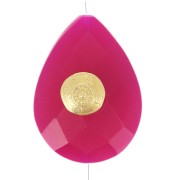 Perla a goccia etnico 17x13mm pietra semipreziosa colorata Dorato rosa x1