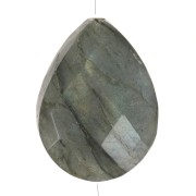Perla a forma di goccia etnica 17x13 mm Pietra semipreziosa di Labradorite - Dorato con oro fino x1