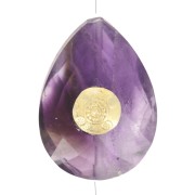 Perla a goccia con motivo etnico 17x13 mm Pietra semipreziosa - Dorato con oro fino x1