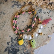 Paracord - Corda paracadute piatta da 4 mm - Rosa - Giallo - Verde x1m