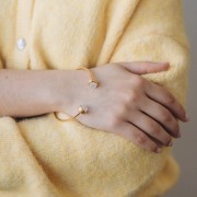 Bracciale da 185 mm - per cabochon da 8 mm - acciaio inossidabile Dorato 304L x1