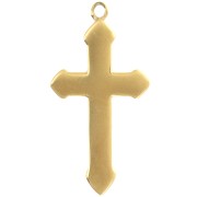 Pendente a croce 33x17 mm con strass - Acciaio inossidabile 304L Dorato x1