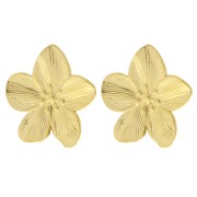 Clip per orecchie con fiori di ciliegio da 32mm Acciaio inox 304L Dorato x2