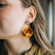 Orecchini a rettangolo 13x9mm in vetro cabochon in acciaio inossidabile Dorato 304L - Cristallo x2