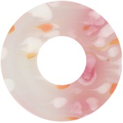 Pendente donuts da 20 mm in acrilico - Rosa screziato - Bianco perlato x1