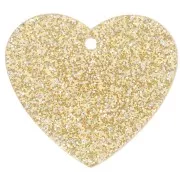 Pendenti - Abbellimenti - Pendente a cuore in acrilico 21x18 mm - Brillantini d'oro x1 Pendente a cuore in acrilico 21x18 mm - Brillantini d'oro x1