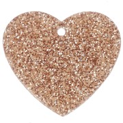 Pendente a cuore in acrilico 21x18 mm - Brillantini di bronzo x1