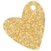 Zecchini - Zecchino a cuore in acrilico da 12 mm - Brillantini d'oro x1 Zecchino a cuore in acrilico da 12 mm - Brillantini d'oro x1