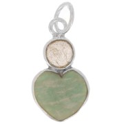Pendente a cuore in amazzonite 9x9 mm con cabochon di labradorite 4 mm - Argento 925 x1