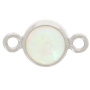 Distanziatore rotondo da 4,6 mm con imitazione cabochon dell'opale della menta - Argento 925 x1