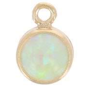 Ciondolo rotondo 4,6 mm cabochon imitazione Mint Opal - Gold filled x1