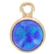 Ciondolo rotondo 4,6 mm cabochon imit Royal Blue Opal Gold filled x1