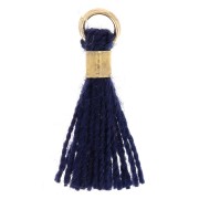 Pompon in finto cotone da 12 mm con anello - Dorato - Blu notte x1