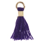 Pompon da 12 mm in finto cotone con anello - Dorato - Viola x1