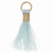 Pompon in finto cotone da 12 mm con anello - Dorato - Azzurro x1