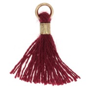 Pompon in finto cotone da 12 mm con anello - Dorato - Bordeaux x1