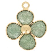 Pendente a forma di fiore in pietra semipreziosa da 16 mm - Dorato con oro fino - Avventurina x1