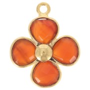 Pendente a forma di fiore in pietra semipreziosa da 16 mm - Dorato con oro fino - Corniola x1