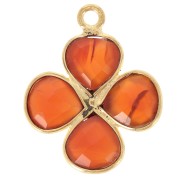 Pendente a forma di fiore in pietra semipreziosa da 16 mm - Dorato con oro fino - Corniola x1