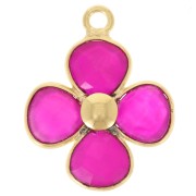 Dorato con oro fino da 16 mm - Fiore in pietra semipreziosa - Calcedonio rosa x1