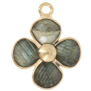 Pendente a fiore in pietra semipreziosa da 16 mm - Dorato con oro fino - Labradorite x1