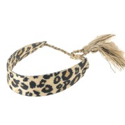 Bracciale regolabile largo 19 mm - stampa leopardo - Marrone - Nero x1