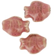 Perla pesce in ceramica 14x19 mm - Rosa corallo marmorizzato - Beige x1