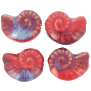 Perla di conchiglia in ceramica 20x16 mm - Rosso - Blu marmorizzato x1