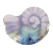Perla di conchiglia in ceramica 20x16 mm - viola chiaro - blu marmorizzato x1