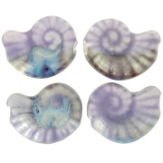 Perla di conchiglia in ceramica 20x16 mm - viola chiaro - blu marmorizzato x1