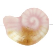 Perla di conchiglia in ceramica 20x16 mm - Rosa chiaro - Marmo beige x1
