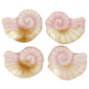Perla di conchiglia in ceramica 20x16 mm - Rosa chiaro - Marmo beige x1