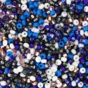 Preciosa Perle di semi 11/0 2 mm - Mix Multi blu - Bianco - Nero x20g