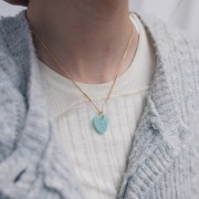 Pendente cuore piatto 19x16 mm Gold Stone - imitazione pietra del sole x1