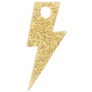ciondolo - Pendente a forma di fulmine in acrilico da 25 mm - Brillantini dorati x1 Pendente a forma di fulmine in acrilico da 25 mm - Brillantini dorati x1