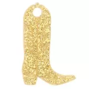 Pendenti - Abbellimenti - Ciondolo per stivale da cowboy Santiag 20x13 mm in acrilico - Brillantini oro x1 Ciondolo per stivale da cowboy Santiag 20x13 mm in acrilico - Brillantini oro x1