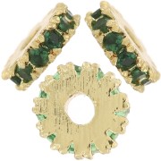 Perla rotonda da 4,5 mm con ossidi di zirconio - Dorato con oro fino - Verde x1