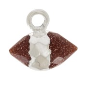 Ciondolo sfaccettato con imitazione di gemma da 9x10,5 mm - Pietra d'oro - Argento 925 x1