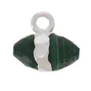 Ciondolo in pietra semipreziosa sfaccettata 9x10,5 mm - Malachite - Argento 925 x1