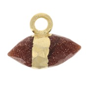 Ciondolo con punta sfaccettata in imitazione di gemma da 9x10,5 mm - Pietra d'oro - Dorato con oro fino