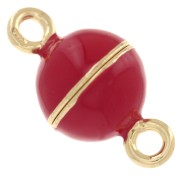 Chiusura a sfera magnetica da 10 mm con resina epossidica - Argento 925 Dorato con oro fino - Rosso