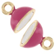 Chiusura a sfera magnetica da 10 mm con resina epossidica - Argento 925 Dorato con oro fino - Fucsia