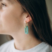 Pendente ovale in pietra semipreziosa 30x15 mm - Giada colorata - Giallo x1