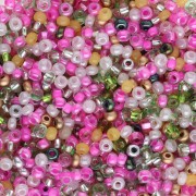 Perle di semi Preciosa 11/0 2 mm - Mix Fucsia - Verde - Bianco x20g