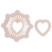 Set di tagliabiscotti a cuore glitterato da 30 mm in polimero biodegradabile - Beige