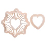 Set di tagliabiscotti a cuore glitterato da 30 mm in polimero biodegradabile - Beige