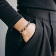 Bracciale a maglia fantasia da 7,5 mm - Acciaio inossidabile 304 x16cm